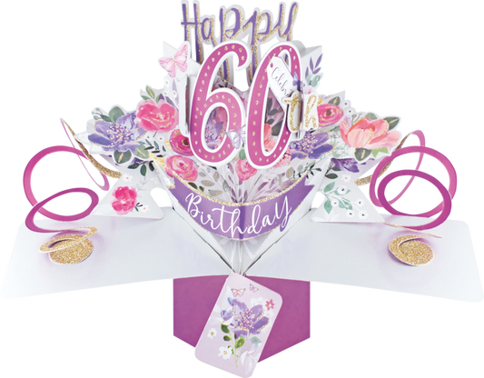 60th Birthday Pop up Card Pink