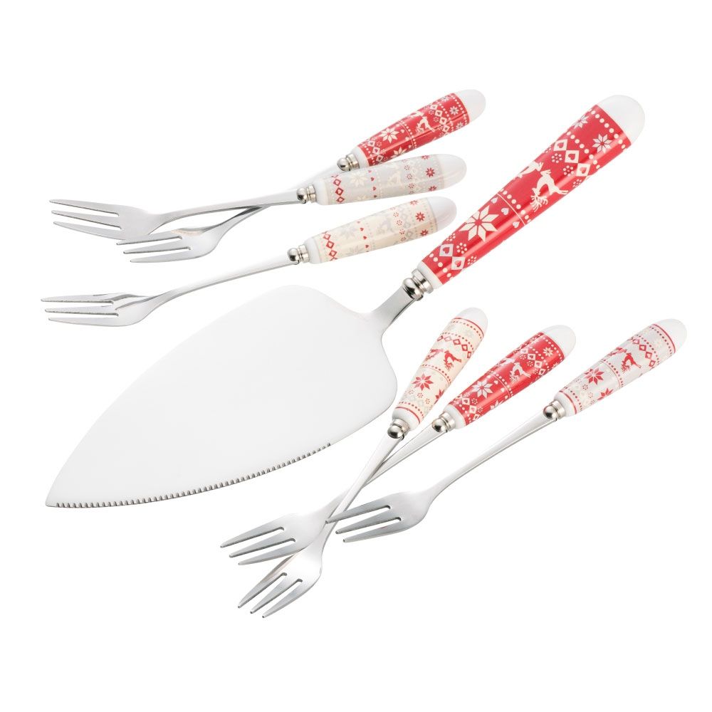 AYNSLEY FAIR ISLE PASTRY SET (SERVER & 6 FORKS)