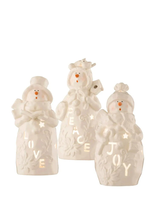 LOVE/PEACE/JOY SNOWMEN VOTIVE SET