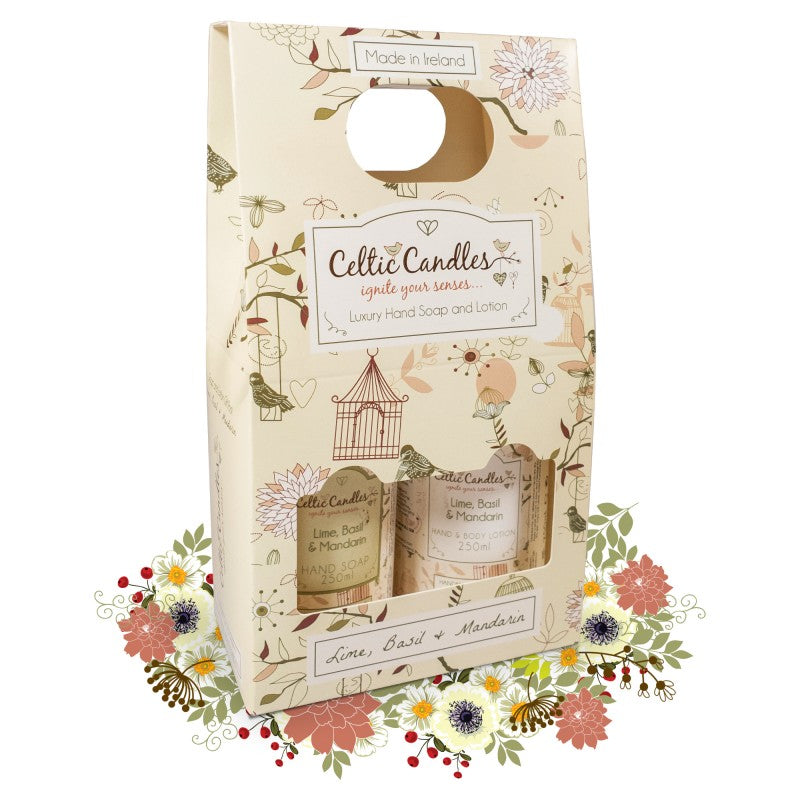 Celtic Candles Lime, Basil & Mandarin Hand Soap & Lotion Set