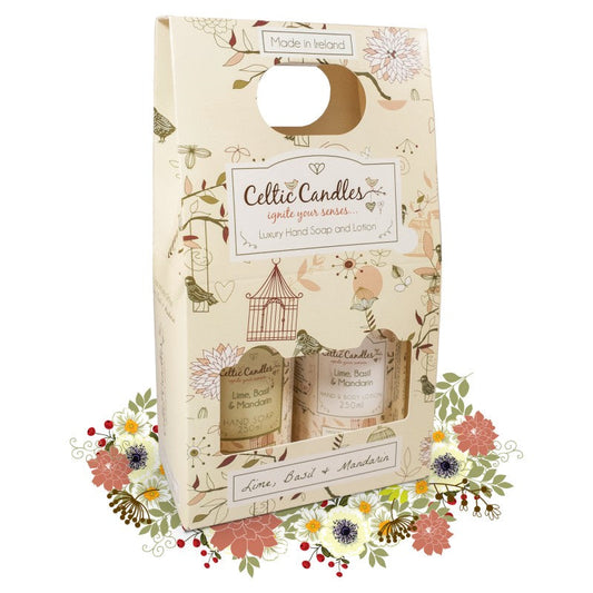 Celtic Candles Lime, Basil & Mandarin Hand Soap & Lotion Set