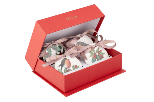 Robins Flat Ornaments x4